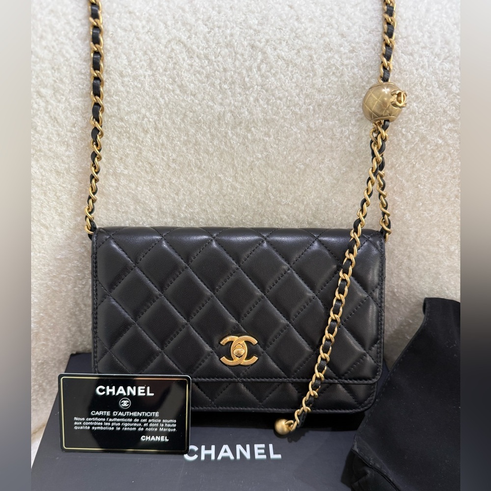 Chanel Black Pearl Crush WOC Crossbody with gold hardware